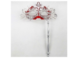 Máscara facial de cauda de fênix com alça removível, glitter brilhante para festa à fantasia, vermelho prateado