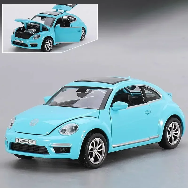 (beetle Blue) Escala 1:32, Con Efectos De Sonido Y Luz, Modelo De Aleación Fundida A Presión