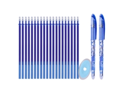 Juego De Bolígrafos Borrables De 0,5 Mm Con 2 Bolígrafos, 1 Goma De Borrar Y 20 Bolígrafos Azules Recargables Para Un Trazo Fino Y Suave.