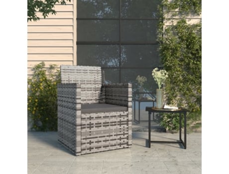 MAISON EXCLUSIVE Sillón de jardín con cojín ratán sintético gris