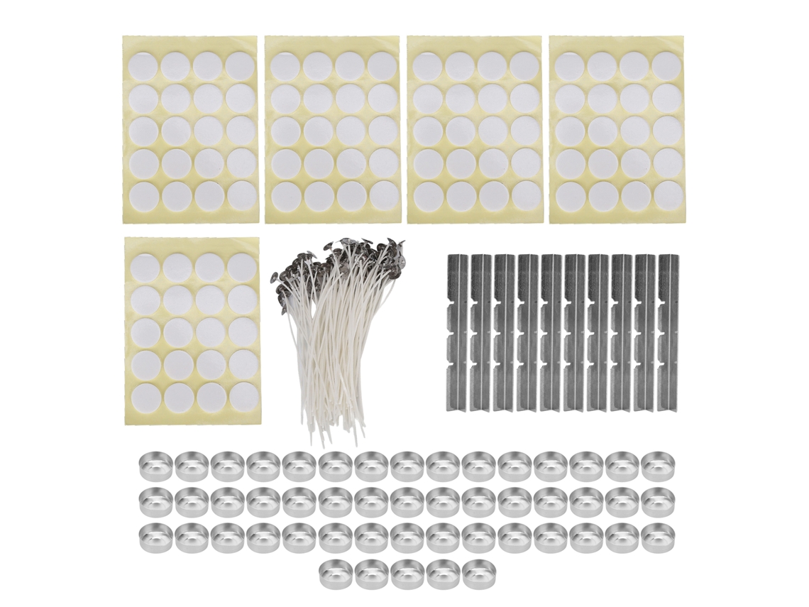 Kit para hacer velas caseras: 260 mechas de 15 cm, cintas, moldes y soportes para mechas.