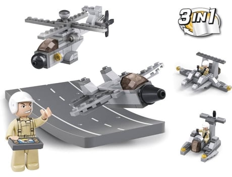 Blocs de Construcción SLUBAN Army 3 en 1 Pista con Vehículo 104 Piezas (Edad Mínima: 6 Años - 23,7 x 4,5 x 14,1 cm)