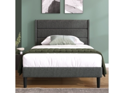Cama tapizada de lino de 90 x 200 cm, estilo contemporáneo, color gris