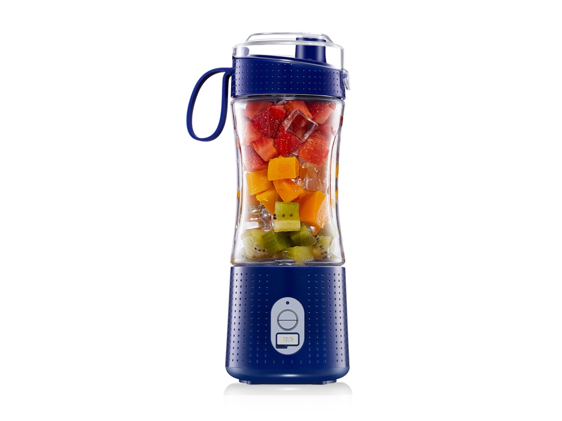 Licuadora doméstica con capacidad para múltiples tazas y carga USB. Mdug (azul oscuro con pajita).