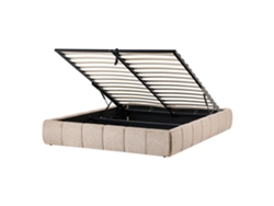 Cama De Casal Beliani Genas De Tecido Creme 140x200