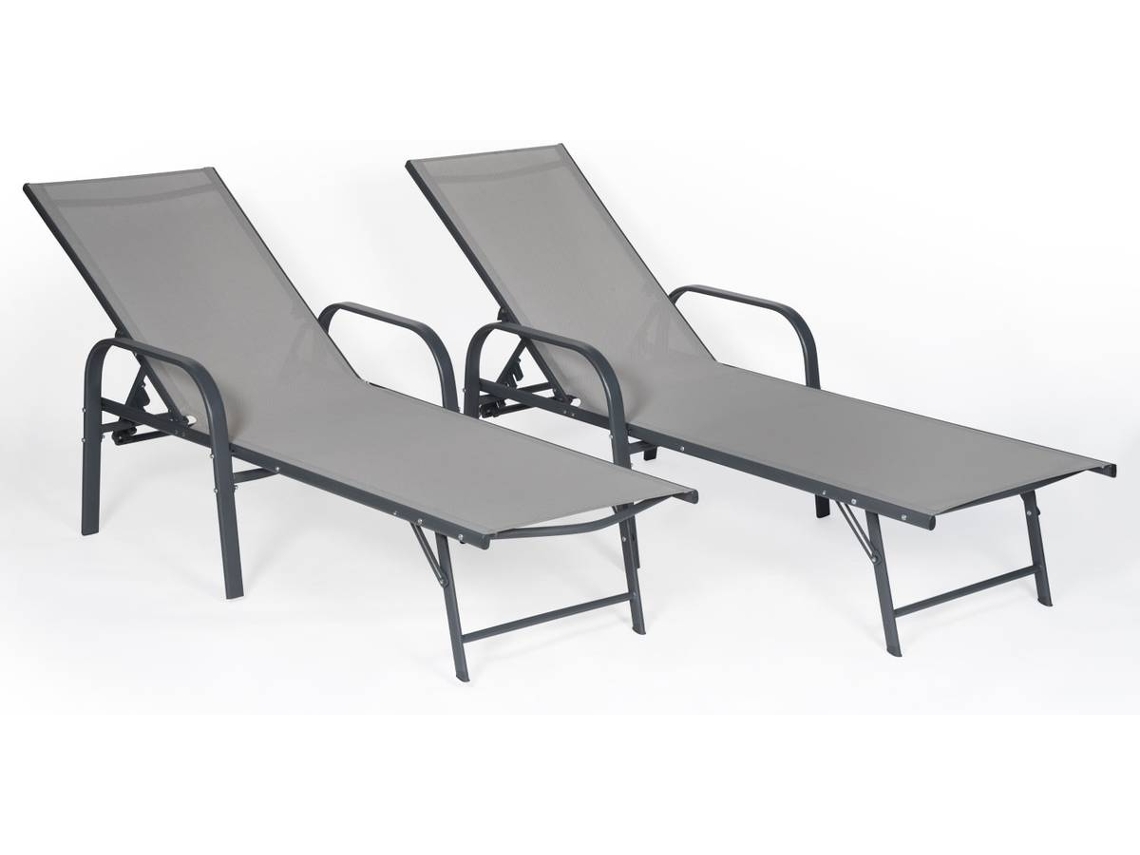 Pack De 2 Tumbonas Sardinia De Textileno Gris Y Estructura Gris Antracita