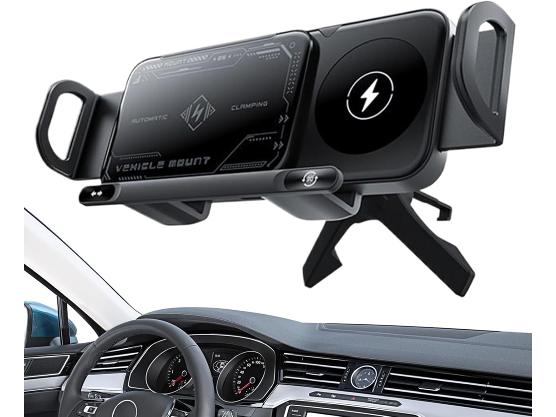 Cargador de teléfono para coche con soporte para cable - Dispositivo de bobina de carga para salpicadero SFUSHOS