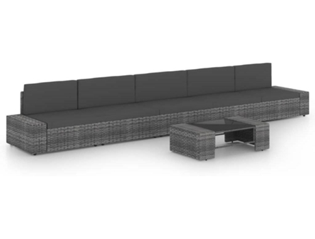 Conjunto 6 muebles de jardín VIDAXL y cojines ratán sintético gris