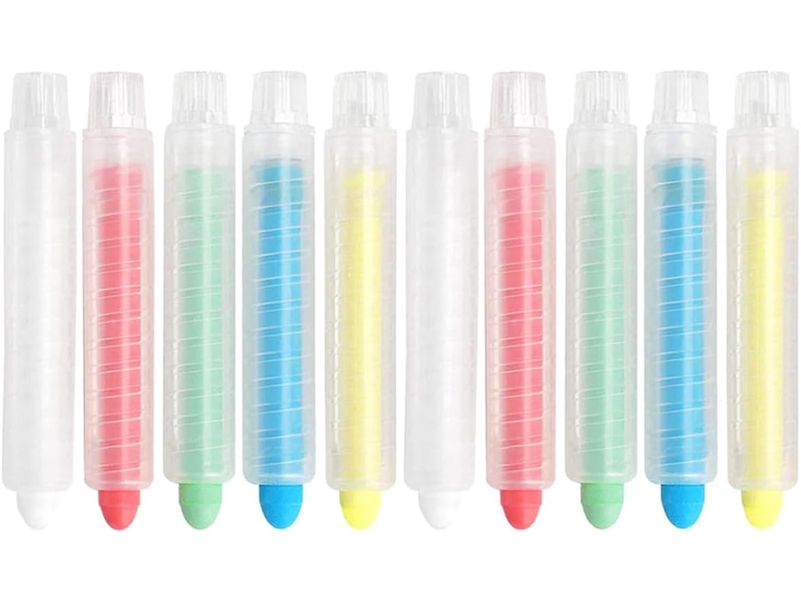 Lote De 10 Tizas Sólidas De Colores, Sin Polvo, 5 Cm, Solubles En Agua, Para Pizarra.