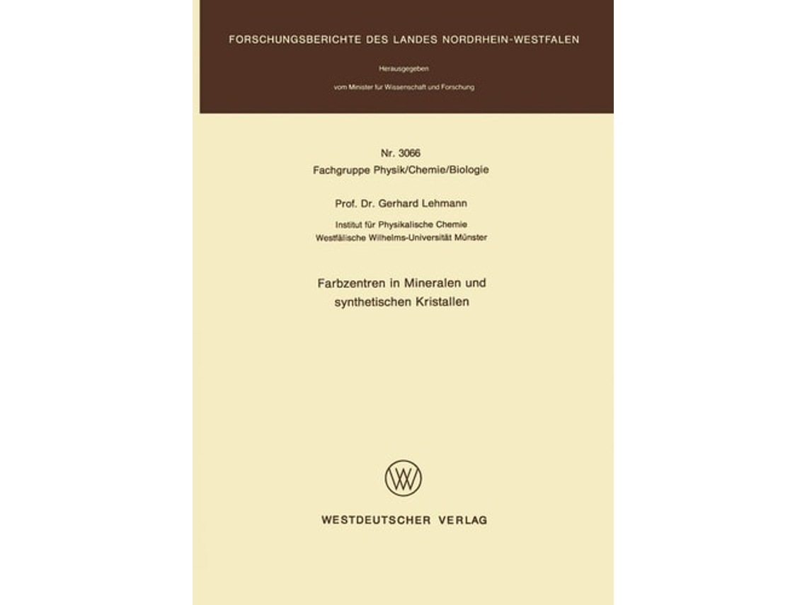 Libro Farbzentren In Mineralen Und Synthetischen Kristallen De Gerhard Lehmann (alemán)