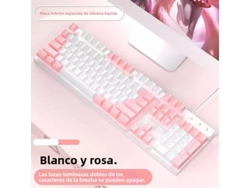 (blanco Rosado) Teclado Silencioso, Adecuado Para Trabajo De Oficina Y Juegos, Conexión Usb, 104 Teclas