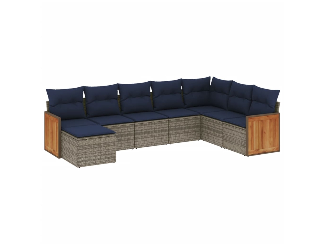 Maison Exclusive - Conjunto De Sofá De Jardín De 8 Piezas Con Cojines, Poliratán Gris