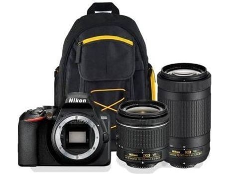 Kit Cámara Réflex NIKON D3500 + 18-55VR + 70-300VR + Mochila (24.78 MP - Sensor DX - ISO: 100 a 25 600)