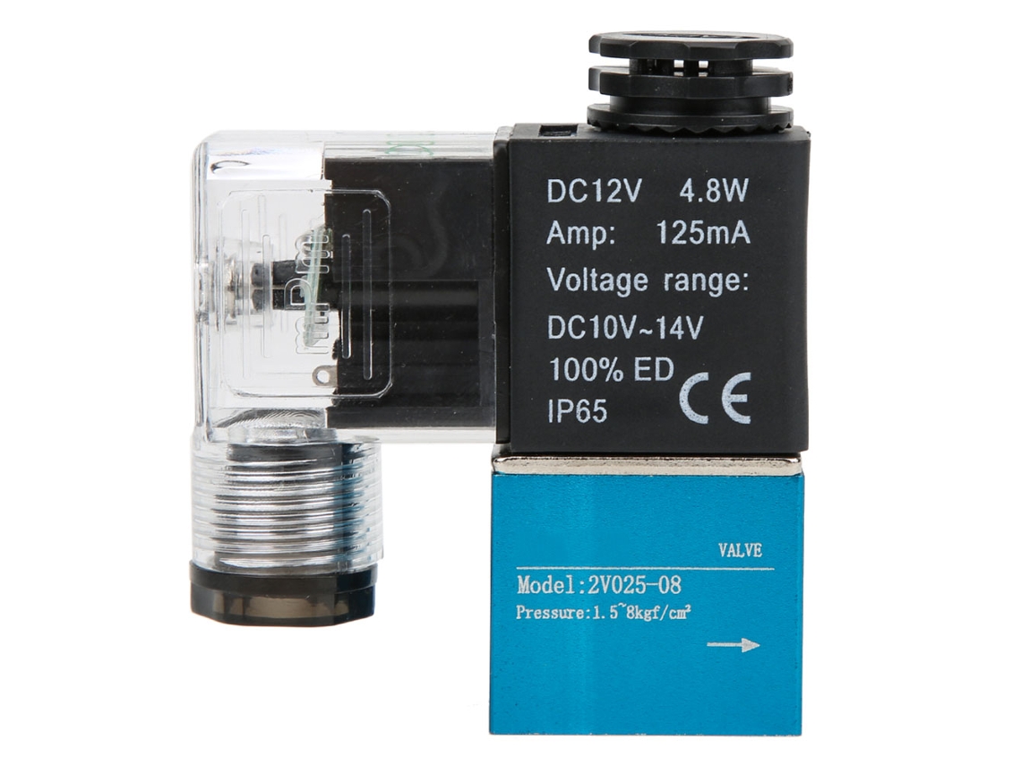 Válvula electromagnética Velora 2026, 2V025-08 G1/4'', de dos posiciones y dos vías, solenoide de CC 12V.