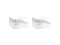 2 Mesitas De Noche De Pared Con 1 Cajón Cada Una, Para Dormitorio, 35x32x22,5 Cm, Blancas.