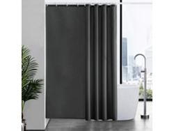 Cortina de ducha con moho, tela de poliéster impermeable, lavable, 12 ganchos, gris oscuro Extras Jortmrd