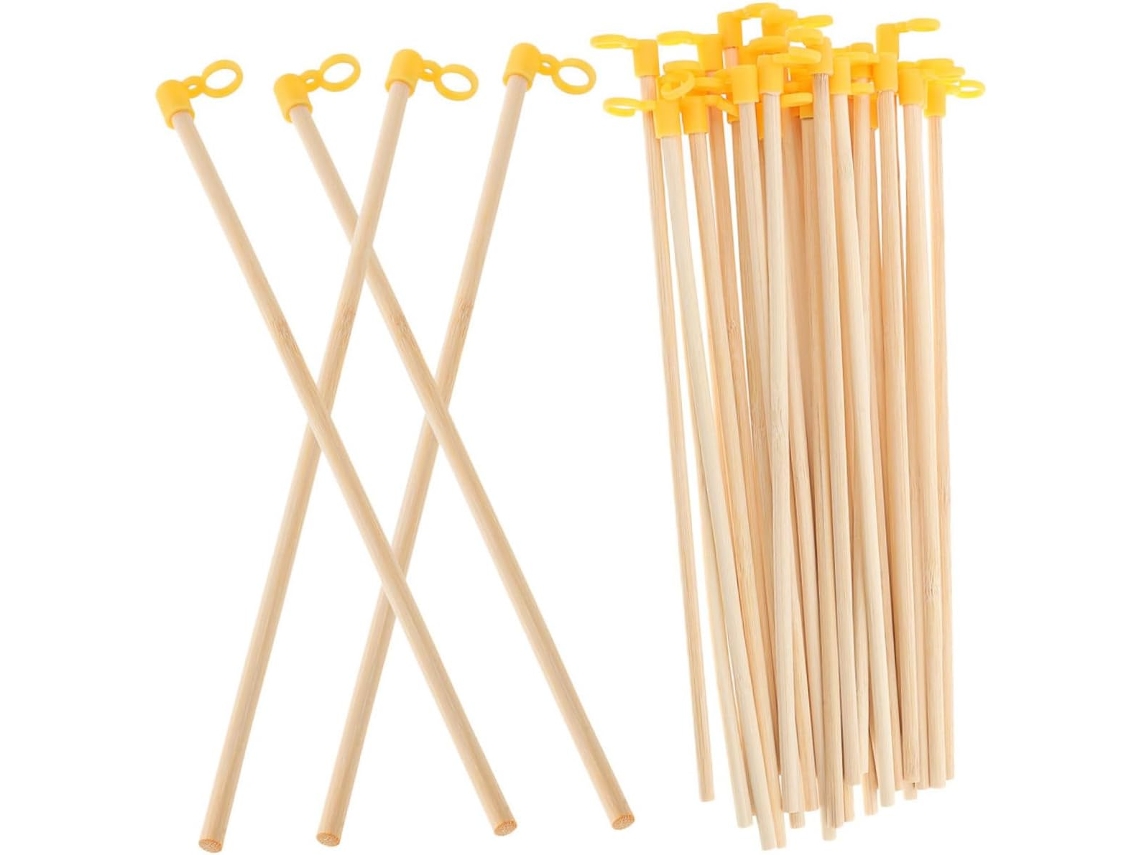Juego de 30 asas de madera para farolillos de papel, para uso exterior.