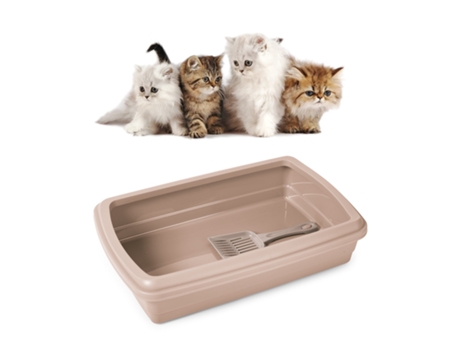 PLASTIC FORTE Max - Arenero para Gatos con Marco y Pala Recogedora Incluida. Marrón