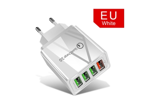 Adaptador de cargador de pared de 4 puertos de carga rápida rápida QC3.0 USB Hub (blanco) ENZONS