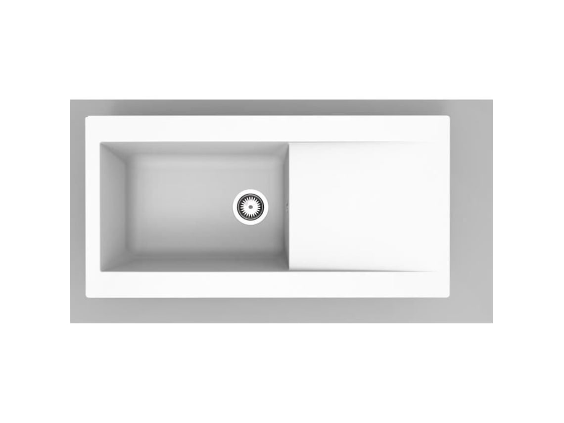 STRADOUR Pia de resina embutida Lierra 1000x500mm 1 tigela grande - Branco - Fabricação francesa