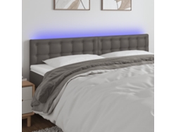 Cabecero Con Led Cuero Sintético Gris 200x5x78/88 Cm