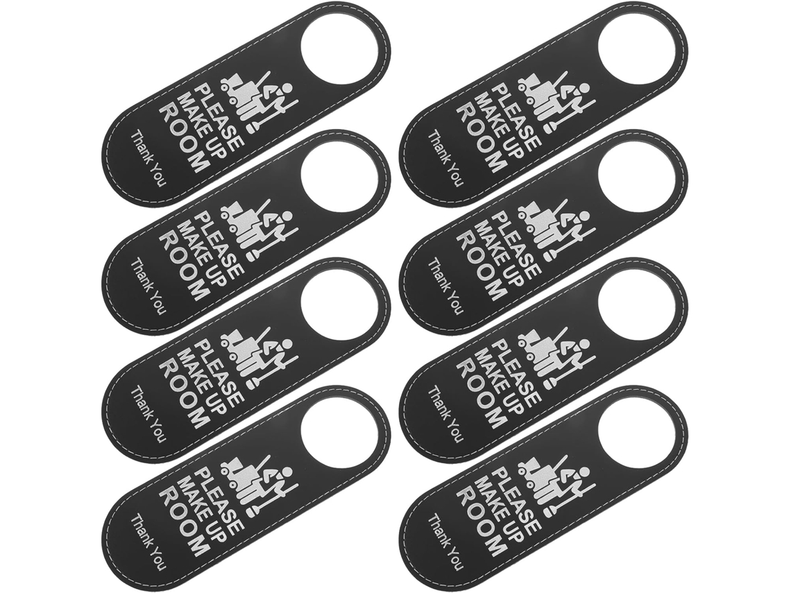 Juego De 8 Letreros De Puerta De Cuero Sintético Negro De Doble Cara Con La Leyenda ''no Molestar''.