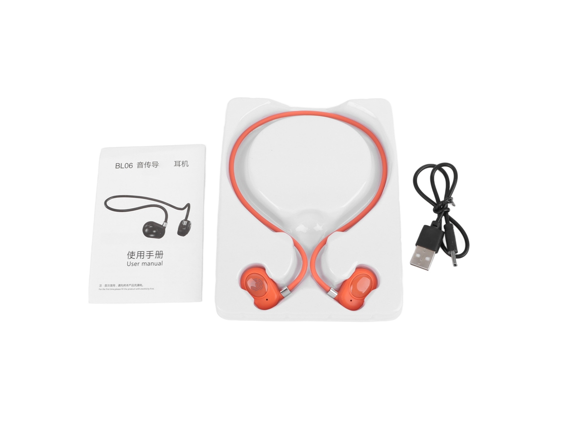 Auriculares Inalámbricos Bluetooth Recargables Y Ligeros Para Ciclismo Y Deportes - Naranja