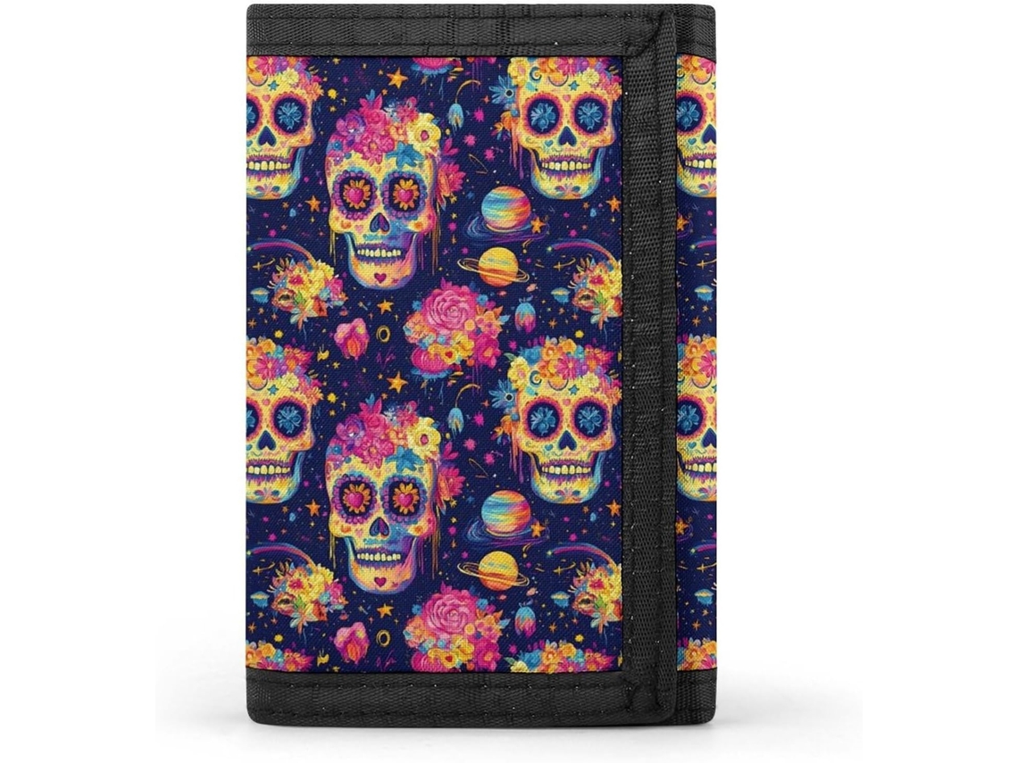 Cartera Compacta Poliéster Con Cremallera Para Hombre Diseño Estampado