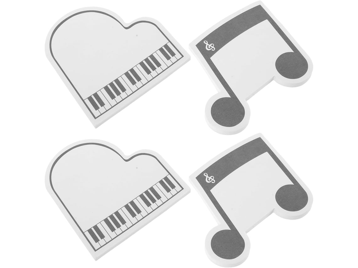 Blocs De Notas Con Pegatinas Musicales, Juego De 4: 2 Blocs Con Forma De Piano, 2 Blocs De Notas Musicales Decorativos