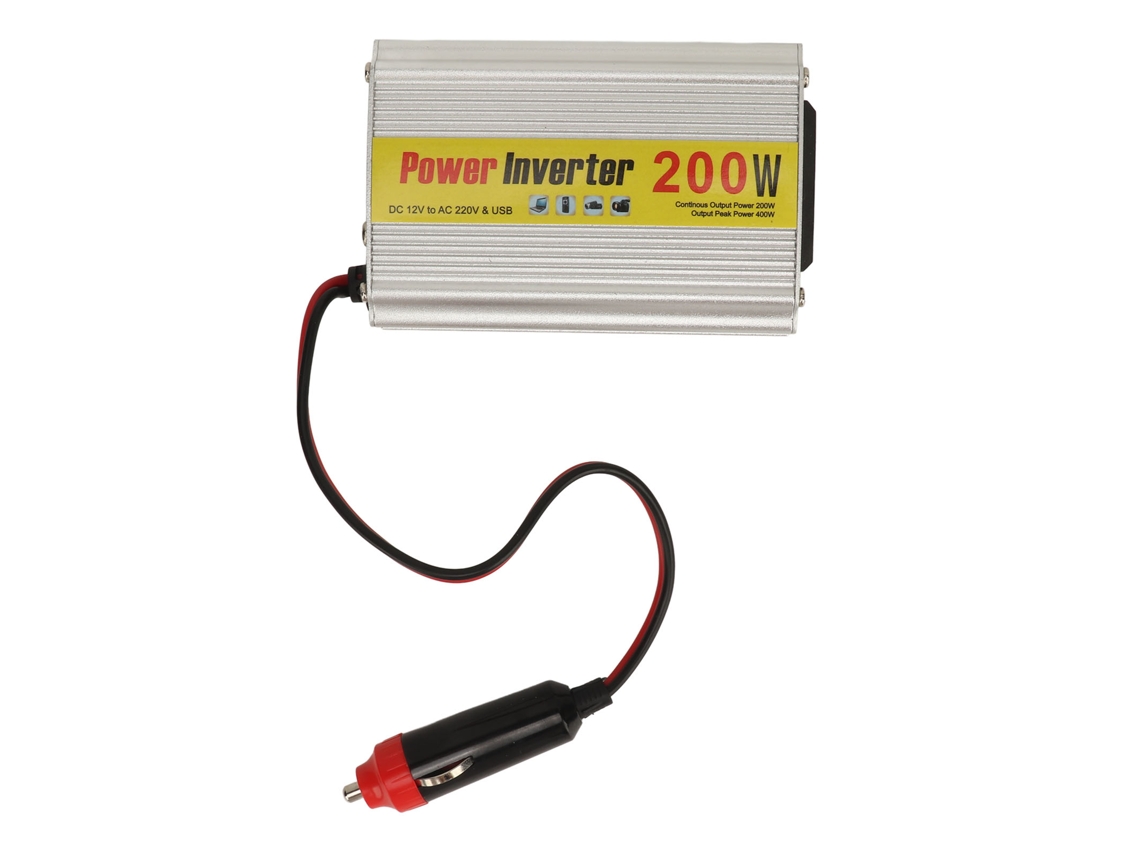 Inversor De Corriente De 200 W, De 12 V Cc A 220 V Ca, Convertidor De Corriente Seguro Para Coche Con Puerto Usb Para Teléfono Móvil Y Tableta.