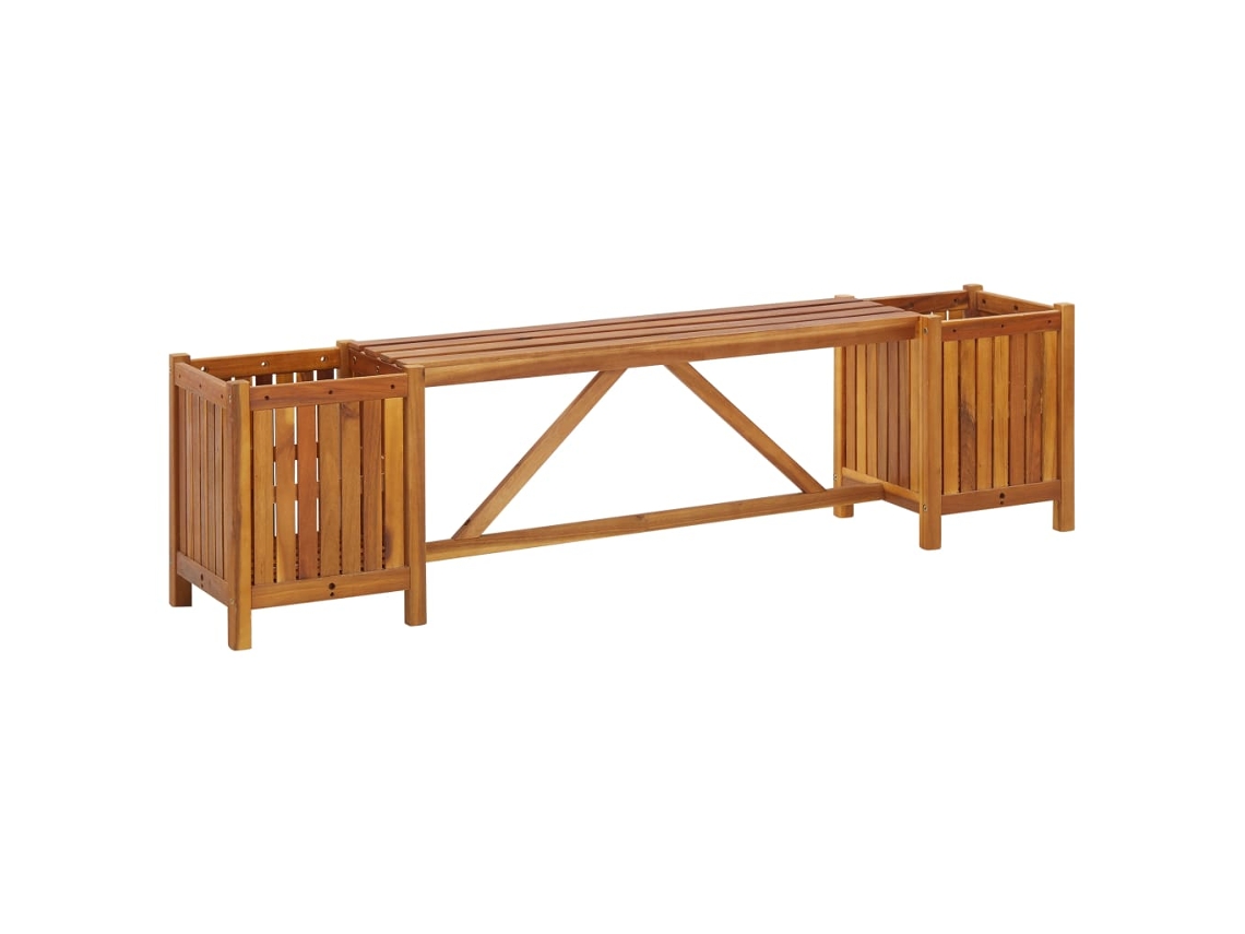 Lovely Home Banco de Jardín con 2 Vasos 150X30X40 Cm Madera Acacia Maciza