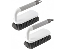 2 Cepillos Grises Para Fregar Con Mango, Para Ducha/baño/alfombras/cocina/bañera.
