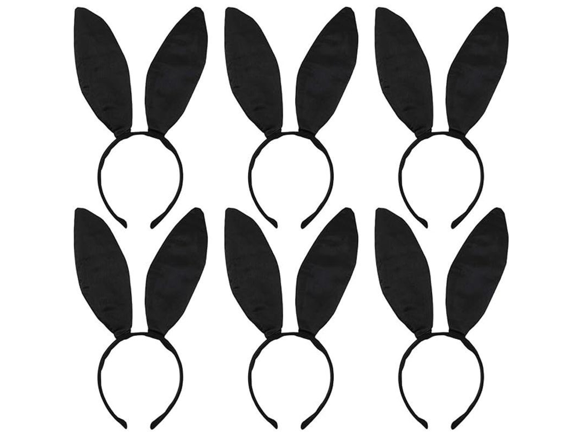 Conjunto De 6 Diademas Grandes Y Bonitas Con Orejas De Conejo Negras Para Fiestas De Halloween.
