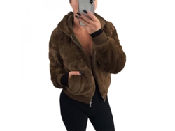 Abrigo De Forro Polar Mullido Para Mujer Con Capucha, Chaqueta De Lana, Ropa De Abrigo Con Certificación Fsf.