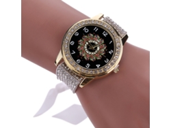 Reloj De Pulsera De Cuarzo Para Mujer Con Correa De Malla Blanca Y Pedrería.