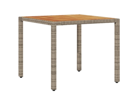 Mesa de jardín superficie madera acacia ratán gris VIDAXL (90x90x75 cm)