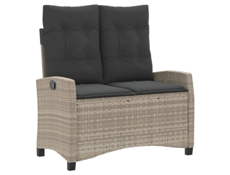 Sillón reclinable de jardín VIDAXL con cojines ratán sintético gris