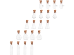 Frascos Multiusos Everyday Juego 20 Vidrio Transparente Tapones Corcho Varias Formas Decoración Wish And