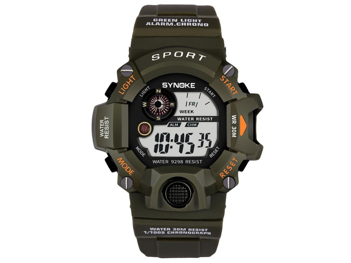 Reloj Electrónico Multifuncional Impermeable Con Pantalla Digital Synoke (verde Ejército)