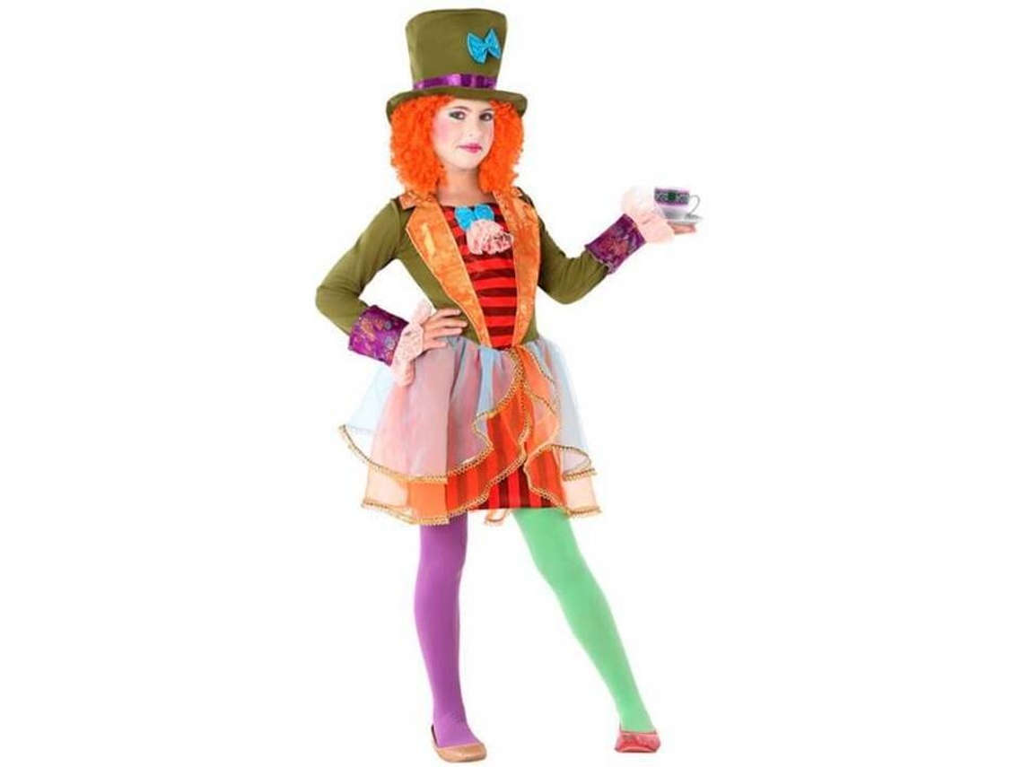 Disfraz de Niña DISFRAZZES Sombrerera Loca Verde (Talla: 5 a 6 años)