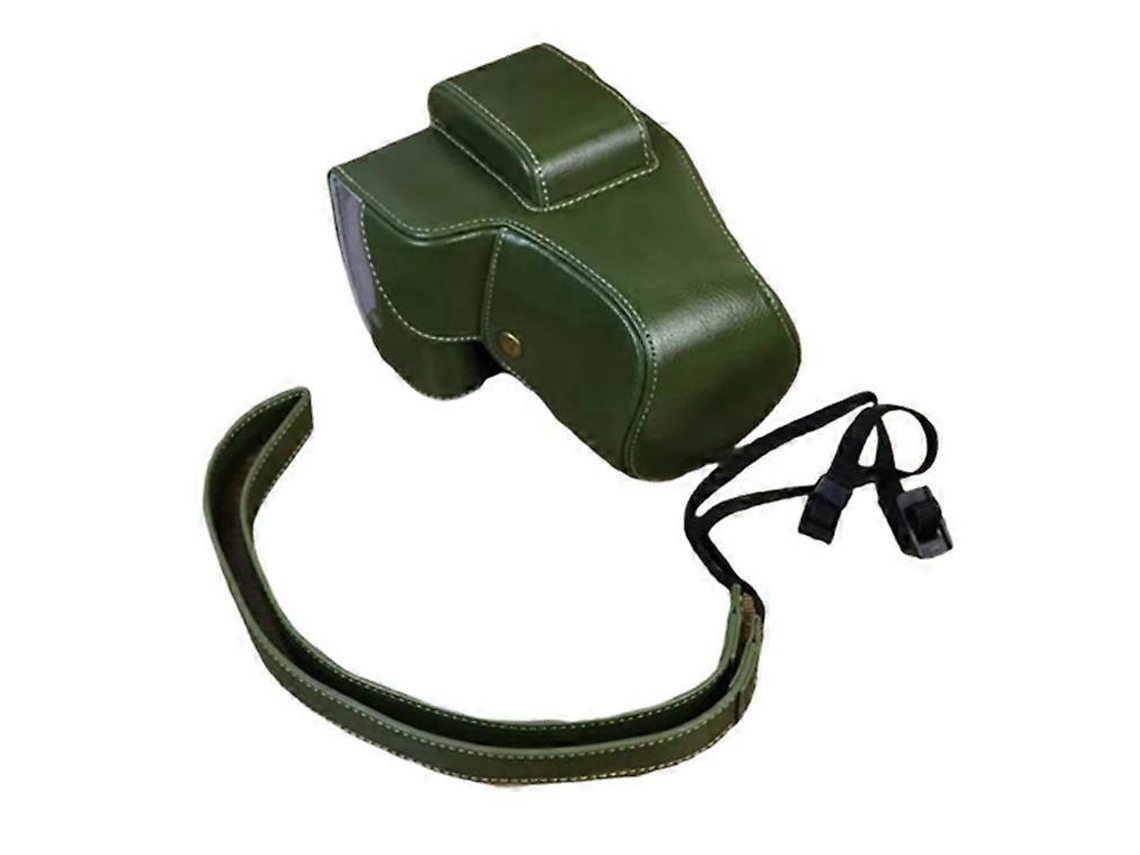 Bolsa para cámara compatible con Canon EOS 200D/250D, funda protectora retro de piel sintética antiarañazos con correa Facpoet (200D II)
