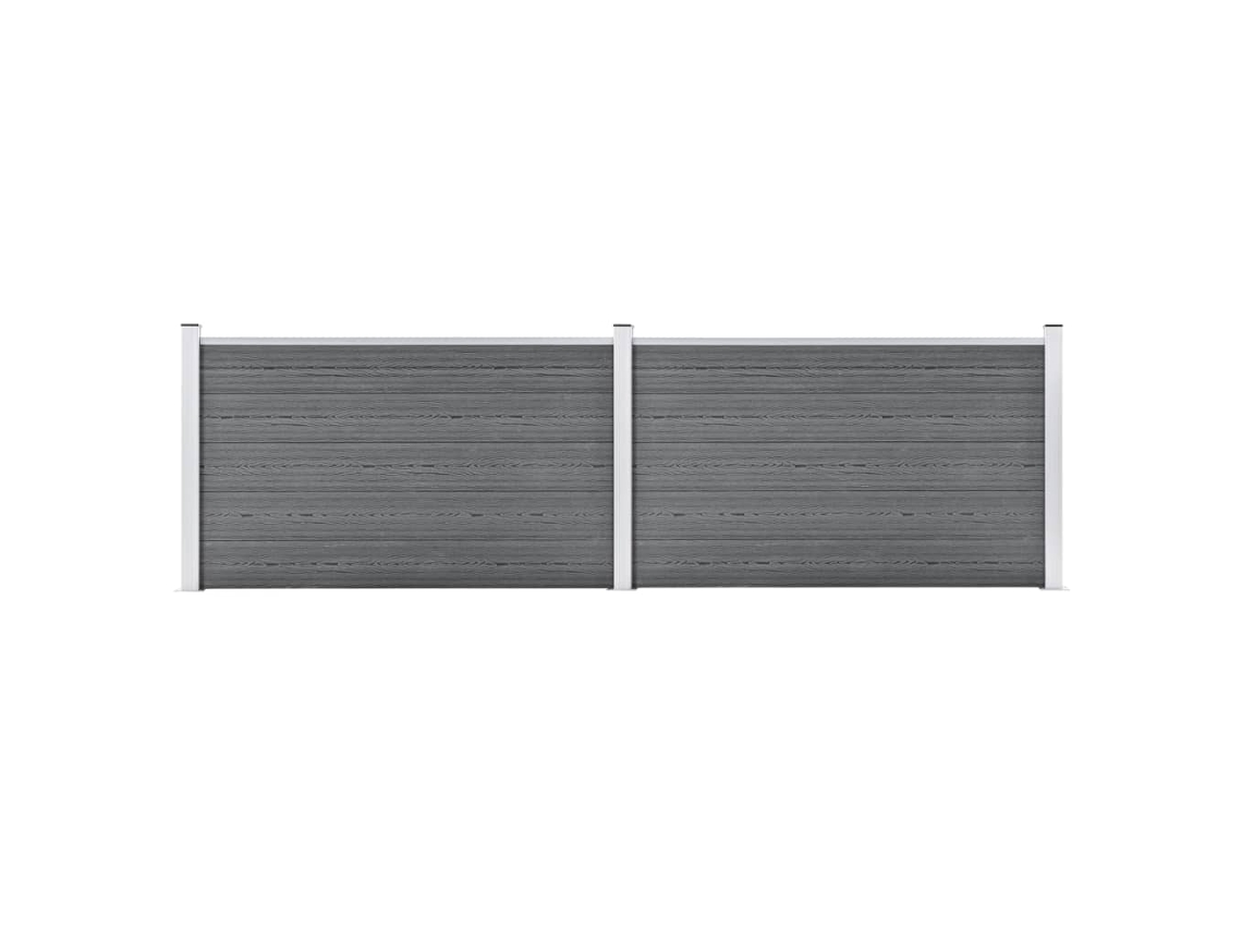 Panel de valla de jardín de 353 x 106 cm, WPC, gris, DKD, decoración del hogar