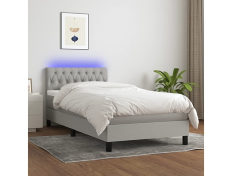 MAISON EXCLUSIVE Cama con somier con colchón y LED 90x190 cm Tela gris claro