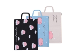 2026rebe-carpetas De Archivo Linjou A4 3 Pack Con Cremallera Y Mango, Diseño Cartoon Cerdito Y Gatito, Impermeable