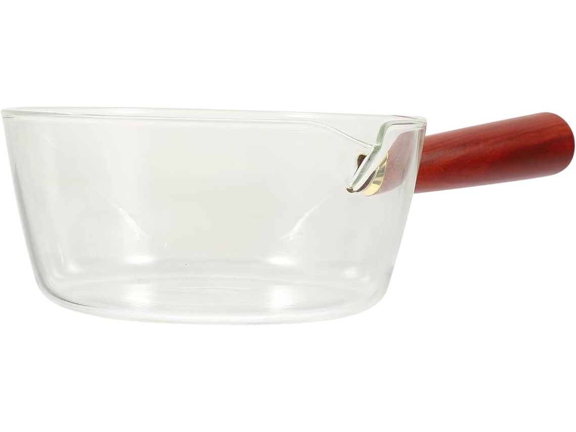 Cacerola De Vidrio Borosilicato Transparente Con Mango Largo, Antiadherente, Para Leche, Apta Para Inducción/gas.