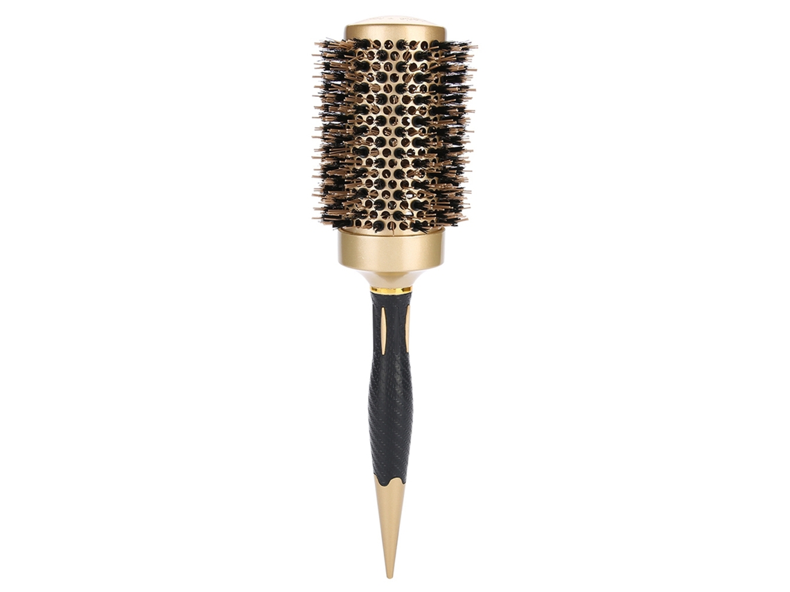 Peine Redondo Portátil Con Aniones Antiestático Cepillo De Estilo Salón Herramientas De Peluquería Oro Y Negro (53mm)