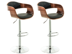 Juego de 2 taburetes de bar Kingston en simil piel CLP nogal/negro