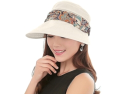 2026-sombrero Sol Doble Función Plegable Para Mujer Linjou Con Protección Cuello Upf 50+ Beige