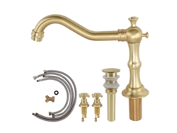 Cabezal de ducha de latón con dos manijas de estilo vintage para baño