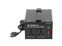 Transformador Convertidor De Voltaje De 200 W Con 2 Tomas Universales Y Protección Contra Sobrecarga St-200va